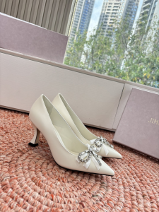 Jimmy Choo Auria Crystal Bow White Leather Pumps Jimmy Choo Auria Crystal Bow White Leather Pumps
