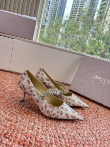 Jimmy Choo Embellished Crystals Glitter Pointed Toe Pumps White Jimmy Choo Embellished Crystals Glitter Pointed Toe Pumps White