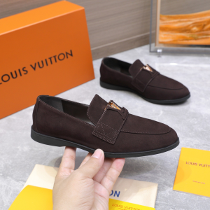 Louis Vuitton LV Mare Loafer Dark Brown Suede Leather Louis Vuitton LV Mare Loafer Dark Brown Suede Leather