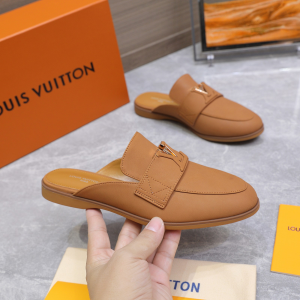 Louis Vuitton LV Mare Open Back Loafer Dark Beige Calfskin Leather Louis Vuitton LV Mare Open Back Loafer Dark Beige Calfskin Leather