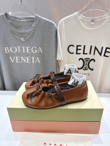 Marni Strap Leather Ballet Flats Brown Marni Strap Leather Ballet Flats Brown