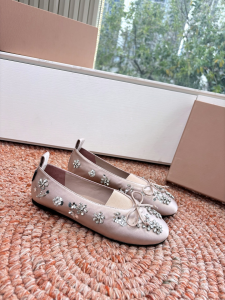 Miu Miu Light Pink Satin Bow Ballet Flats Miu Miu Light Pink Satin Bow Ballet Flats