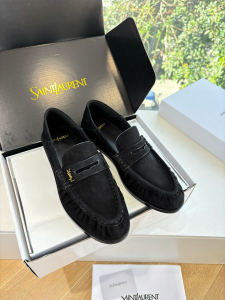 Saint Laurent YSL Le Penny Loafers Black Suede Leather Saint Laurent YSL Le Penny Loafers Black Suede Leather