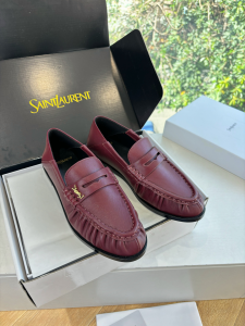 Saint Laurent YSL Le Penny Loafers Red Nappa Leather Saint Laurent YSL Le Penny Loafers Red Nappa Leather