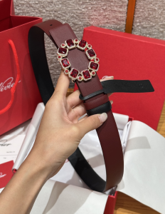 Roger Vivier Crystal Buckle Red Leather Belt 30MM Roger Vivier Crystal Buckle Red Leather Belt 30MM