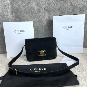 Celine Classique Triomphe Flap Shoulder Crossbody Bag Black Grained Leather Celine Classique Triomphe Flap Shoulder Crossbody Bag Black Grained Leather