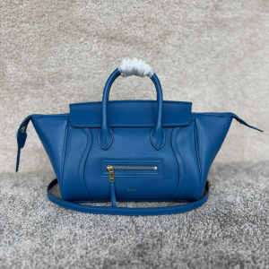 Celine Medium Sliling New Luggage Shoulder Crossbody Bag Blue Grained Calf Leather Celine Medium Sliling New Luggage Shoulder Crossbody Bag Blue Grained Calf Leather