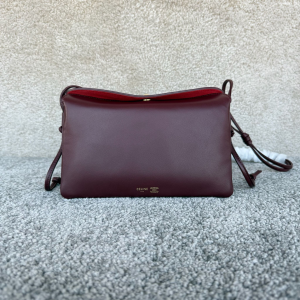 Celine Trio Flap Shoulder Crossbody Bag Red Smooth Lambskin Celine Trio Flap Shoulder Crossbody Bag Red Smooth Lambskin