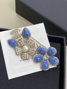 Chanel Crystal Blue Camellia Flower Brooch Chanel Crystal Blue Camellia Flower Brooch