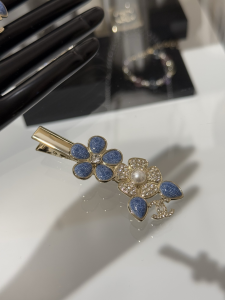 Chanel Crystal Blue Camellia Flower Hair Clip Chanel Crystal Blue Camellia Flower Hair Clip
