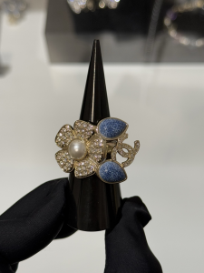 Chanel Crystal Blue Camellia Flower Rings Chanel Crystal Blue Camellia Flower Rings