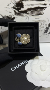 Chanel Crystal Blue Camellia Flower Rings Chanel Crystal Blue Camellia Flower Rings