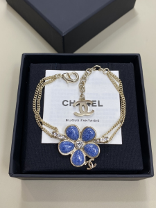 Chanel Crystal CC Logo Blue Camellia Flower Bracelets Chanel Crystal CC Logo Blue Camellia Flower Bracelets
