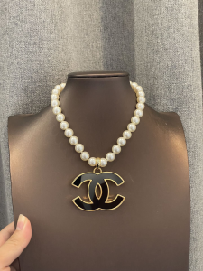 Chanel Pearls CC Logo Pendant Necklaces