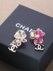 Chanel Pink Flower CC Logo Earrings