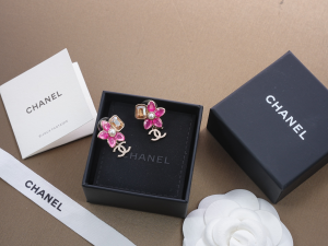 Chanel Pink Flower CC Logo Earrings