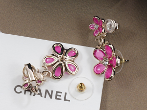 Chanel Pink Flower CC Logo Earrings