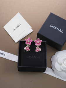 Chanel Pink Flower CC Logo Earrings