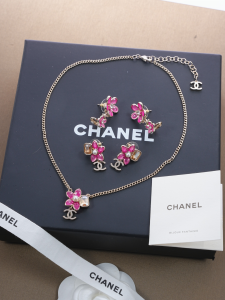 Chanel Pink Flower CC Logo Earrings