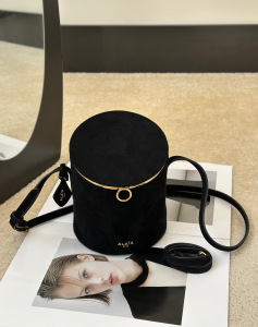 Alaia La Canette Small Suede Leather Shoulder Bucket Bag Black Alaia La Canette Small Suede Leather Shoulder Bucket Bag Black