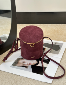 Alaia La Canette Small Suede Leather Shoulder Bucket Bag Red Alaia La Canette Small Suede Leather Shoulder Bucket Bag Red