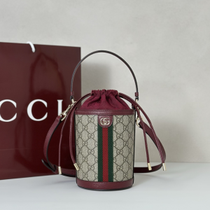 Gucci Beige Ebony GG Supreme Canvas Ophidia Mini Bucket Shoulder Bag Gucci Beige Ebony GG Supreme Canvas Ophidia Mini Bucket Shoulder Bag
