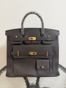 Hermes Caban Togo Leather Multi Pockets Birkin 40 HAC Tote Bag Dark Brown Hermes Caban Togo Leather Multi Pockets Birkin 40 HAC Tote Bag Dark Brown