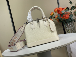 Louis Vuitton Alma BB White Epi Leather Tote Shoulder Bag Louis Vuitton Alma BB White Epi Leather Tote Shoulder Bag