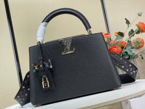 Louis Vuitton LVxTM Capucines BB Tote Shoulder Bag Black Grained Leather Louis Vuitton LVxTM Capucines BB Tote Shoulder Bag Black Grained Leather