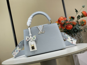 Louis Vuitton LVxTM Capucines BB Tote Shoulder Bag Light Blue Grained Leather Louis Vuitton LVxTM Capucines BB Tote Shoulder Bag Light Blue Grained Leather