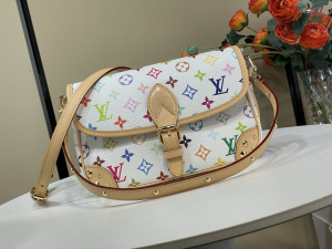 Louis Vuitton LVxTM Diane Flap Shoulder Bag with Studs White Multicolor Monogram Canvas Louis Vuitton LVxTM Diane Flap Shoulder Bag with Studs White Multicolor Monogram Canvas