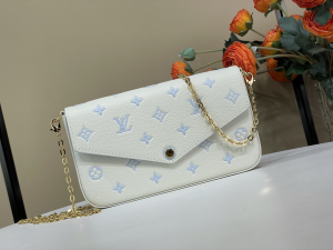 Louis Vuitton Pochette Felicie White Blue Monogram Leather Chain Bag Louis Vuitton Pochette Felicie White Blue Monogram Leather Chain Bag