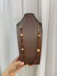 Chanel Coco Gold Button Brown Pearls Necklaces Chanel Coco Gold Button Brown Pearls Necklaces