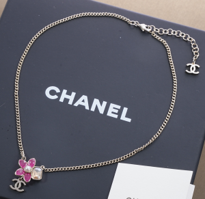 Chanel Pink Flower CC Logo Chain Necklaces Chanel Pink Flower CC Logo Chain Necklaces