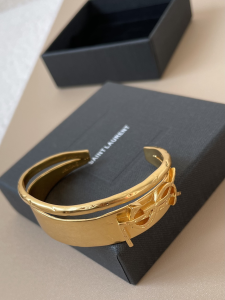 Saint Laurent YSL Cassandre Double Cuff Gold Metal Bracelets Saint Laurent YSL Cassandre Double Cuff Gold Metal Bracelets