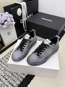 Chanel Gray Leather Sneakers