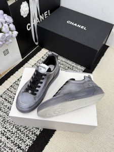 Chanel Gray Leather Sneakers