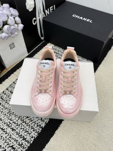 Chanel Pink Leather Sneakers