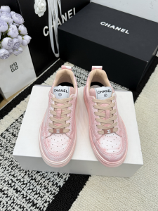 Chanel Pink Leather Sneakers