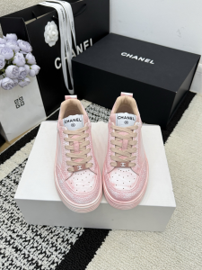 Chanel Pink Leather Sneakers