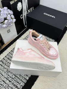 Chanel Pink Leather Sneakers