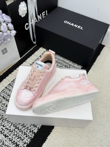 Chanel Pink Leather Sneakers