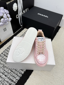 Chanel Pink Leather Sneakers