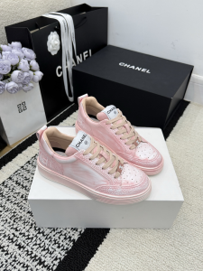 Chanel Pink Leather Sneakers