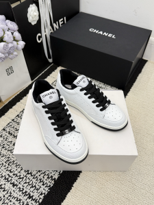 Chanel White Leather Sneakers