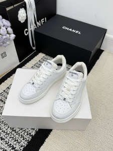 Chanel White Leather Sneakers