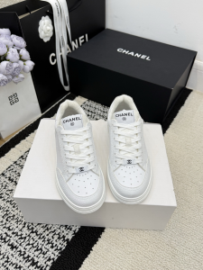Chanel White Leather Sneakers