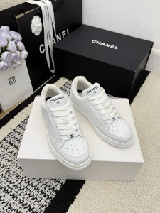Chanel White Leather Sneakers