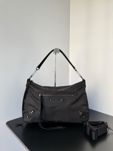 Balenciaga Mens Le City Moto Large Shoulder Bag Black Nylon Balenciaga Mens Le City Moto Large Shoulder Bag Black Nylon