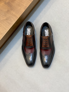 Ferragamo Mens Lace Up Leather Oxford Wingtip Dress Shoes Brown Ferragamo Mens Lace Up Leather Oxford Wingtip Dress Shoes Brown